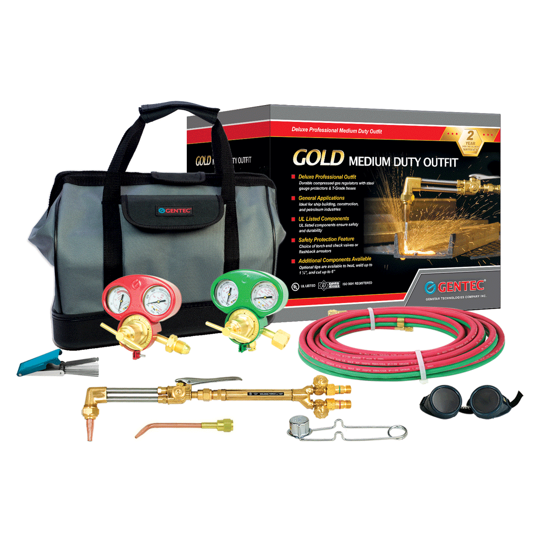 GENTEC 1121FA Gold Series Jobber II Oxy-Acetylene Medium Duty Deluxe Outfit for General Purposes